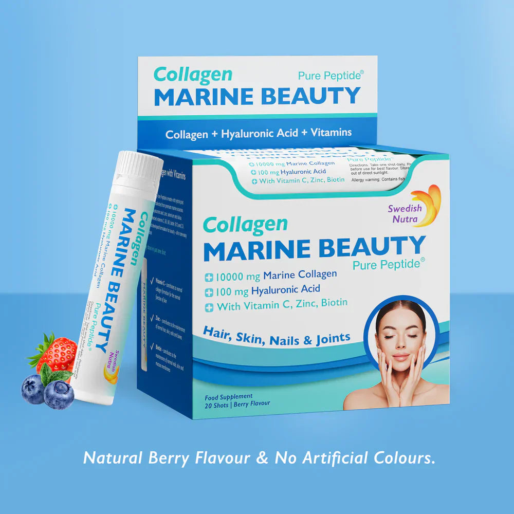 Collagène de poisson Beauté marine 10000 mg avec de l'acide hyaluronique 100 mg/20 x 25 ml /