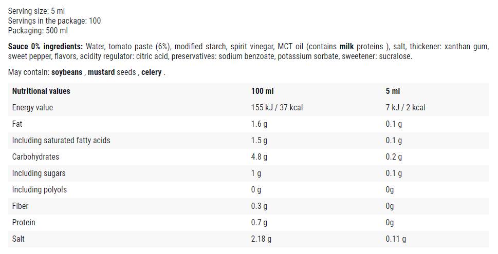 Mayo - Ketchup/0 Calorie Sauce - 500 ml