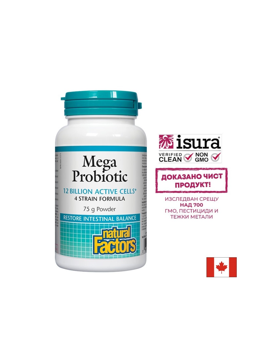 Méga probiotique 12 milliards de probiotiques actifs - poudre - 75 grammes
