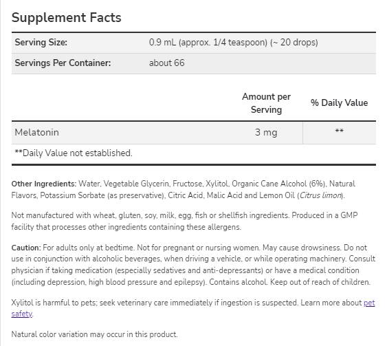 Mélatonine 3 mg liquide 59 ml