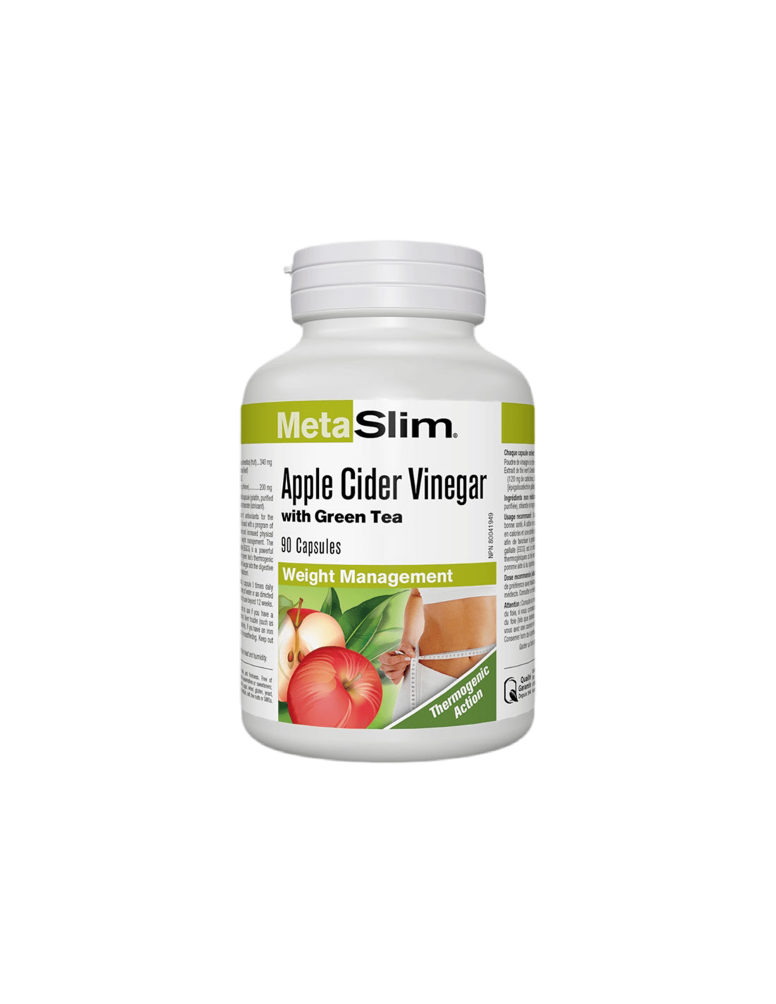 Metaslim® Vinaigre de cidre de pomme - vinaigre de pomme + thé vert, 90 capsules