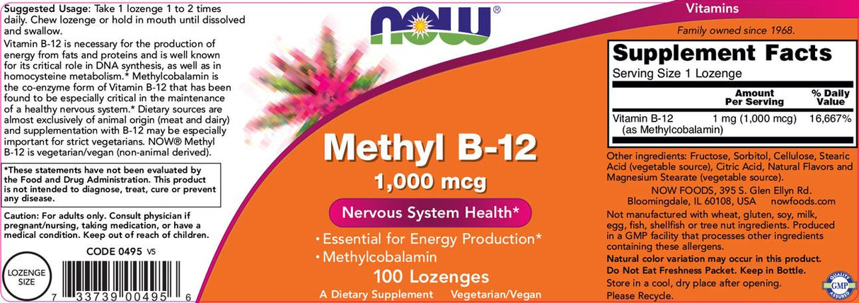Méthyl B-12 1000 mcg - 100 comprimés sublinguaux
