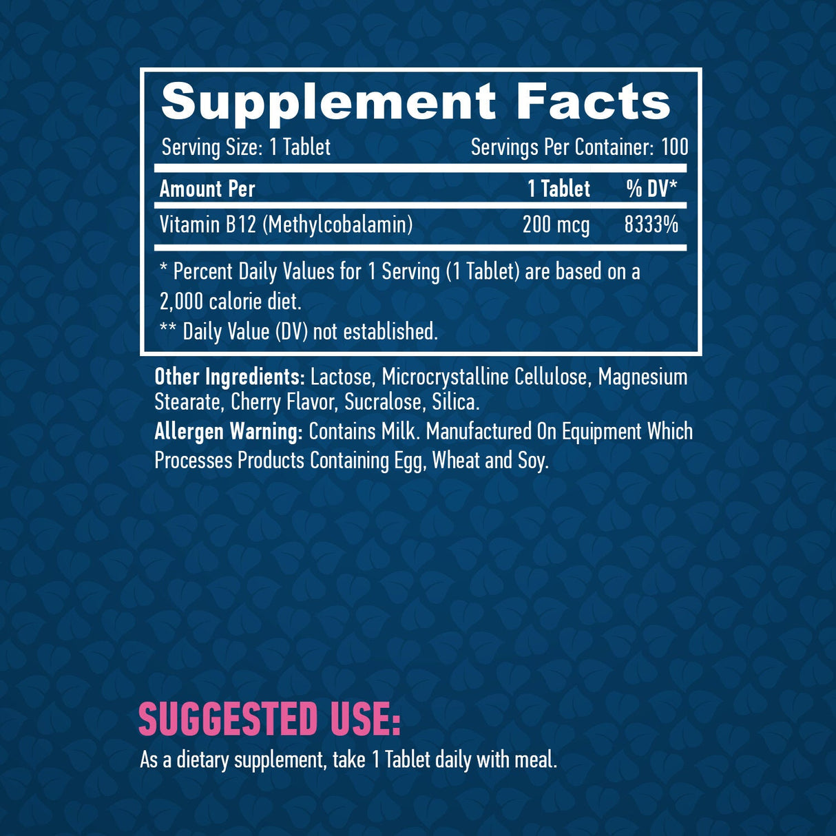 Tabs méthyl B-12/200mcg/100.