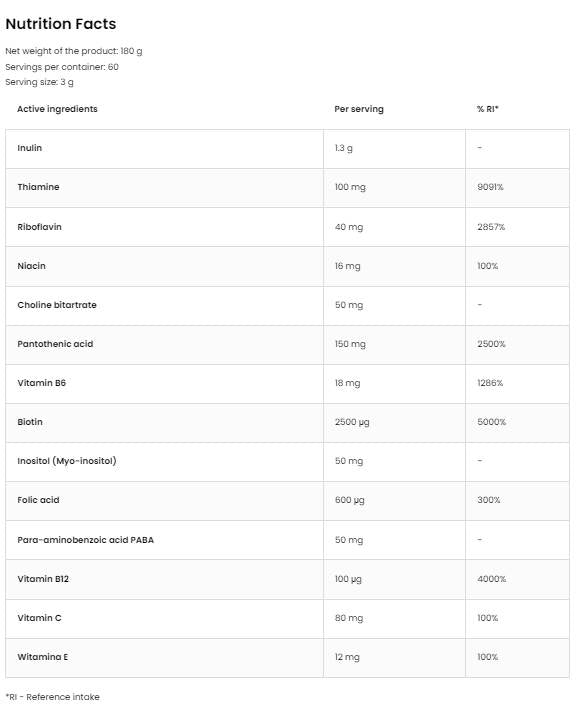 Poudre de complexe méthyl b 180 grammes