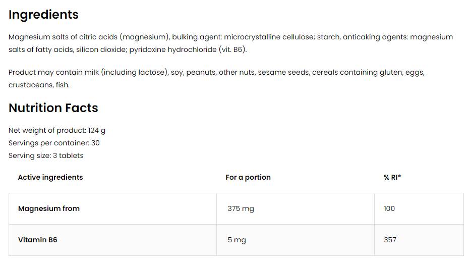 Mg + B6/Magnésium Citrate + B6 90 comprimés