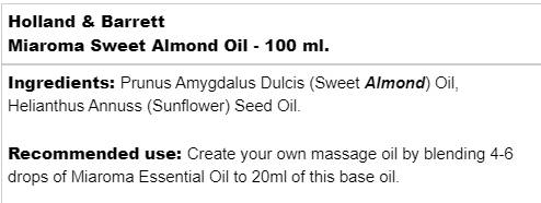 Miaroma Sweet Ammand Huile - 100 ml