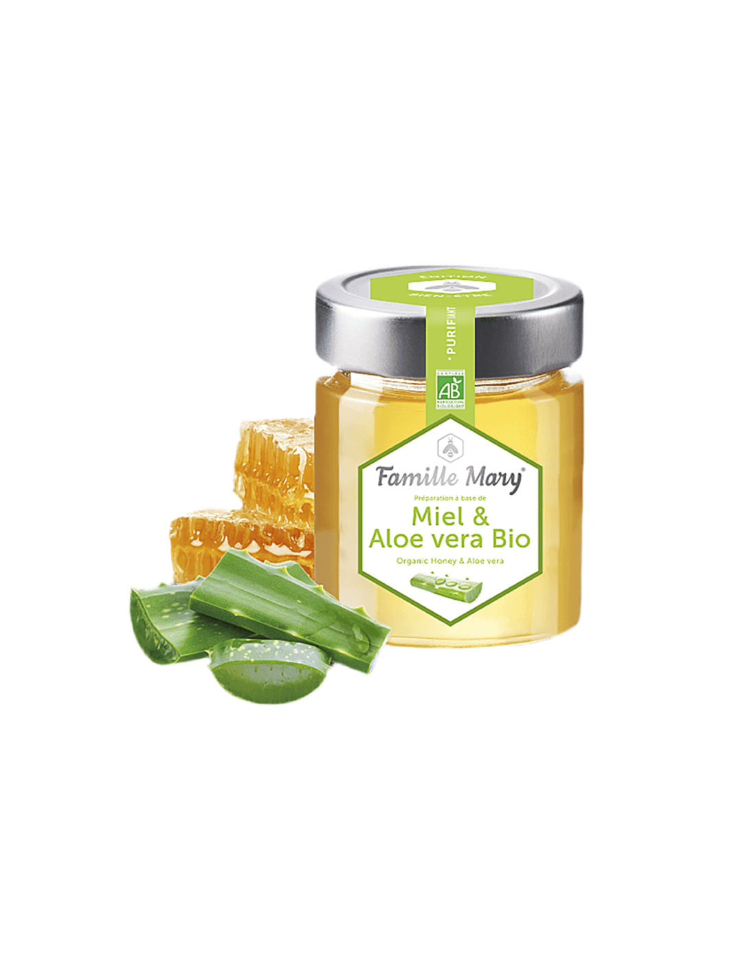 Miel & Aloe Vera Bio/Bio Acacia Honey + Aloe Vera, 170 G Famille Mary