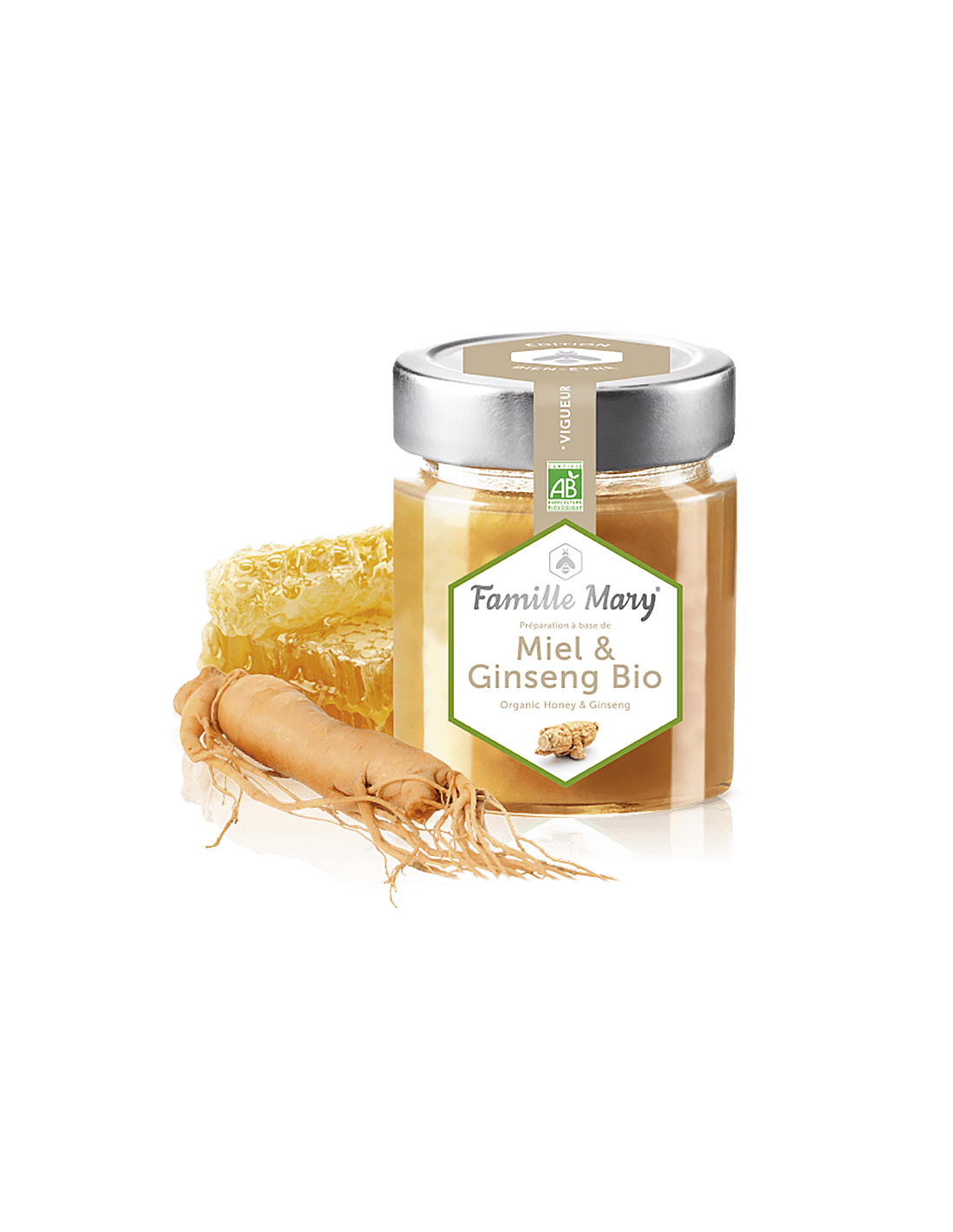 Miel & Ginseng Bio/Honey Organic de Forest Flowers + Ginseng, 170 G Famille Mary