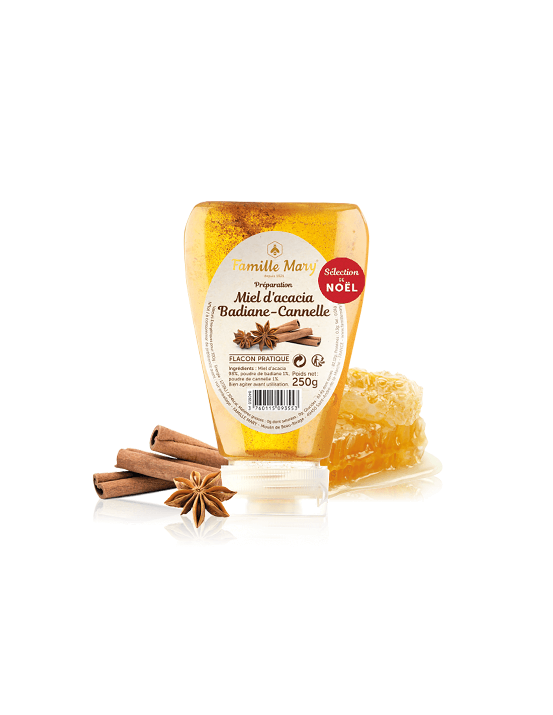 ACACIA Honey avec anis étoile et cannelle - Miel d'Acacia Badiane - Cannelle, 250 g