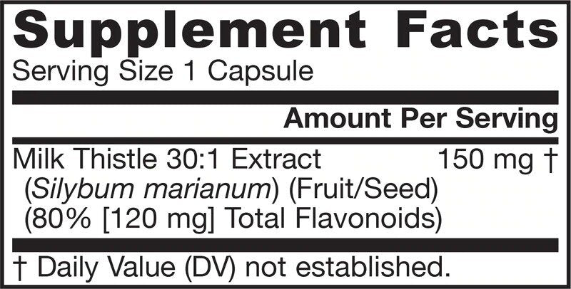 Milk Thistle 150 mg | Extrait normalisé 30: 1 - 100 capsules
