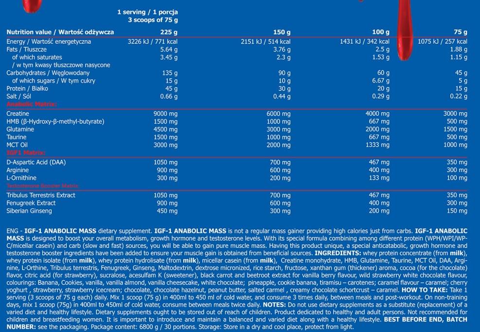 M. X IGF-1 Masse anabolique - 6800 grammes