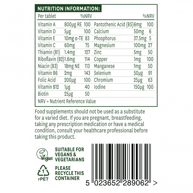 Multi-vitamines et minéraux sans fer (multi-vitamines et minéraux) 60 comprimés naturesaid