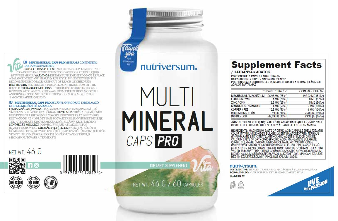 Caps multiminéraux Pro - 60 capsules