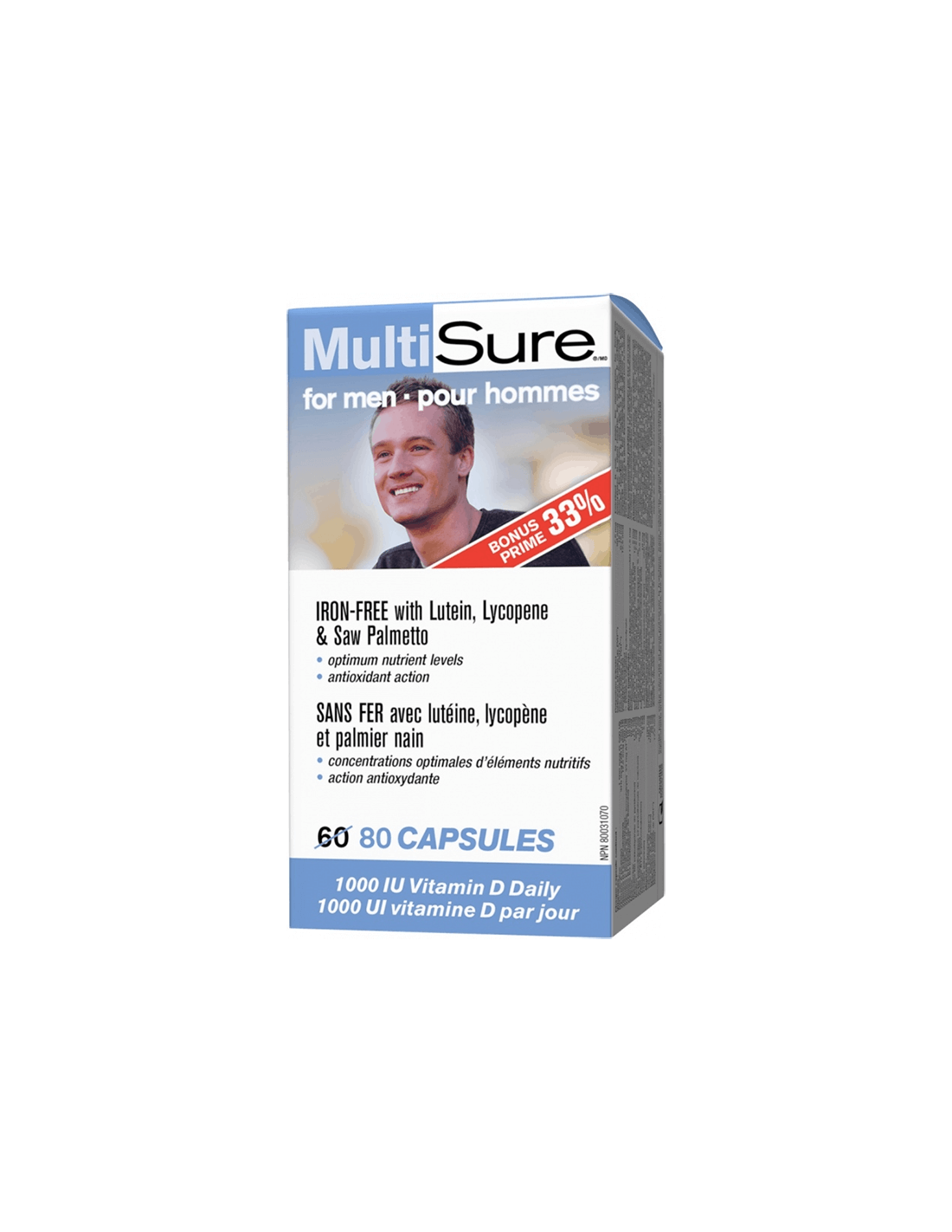 MultiSure® Men/Multivitamines pour hommes (avec lutéine, lycopène et palmetto à scie), 80 capsules