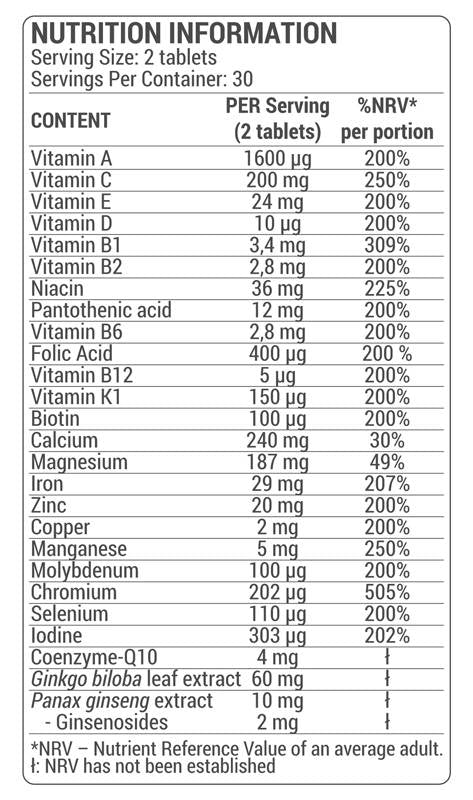 Complexe multivitaminé - 60 comprimés