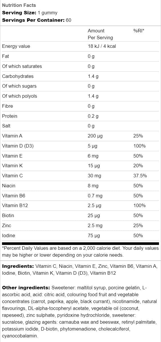 Gummies multivitamines enfants | Sans sucre - 60 gummies