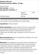N-acétyl cystéine 600 mg 30 capsules