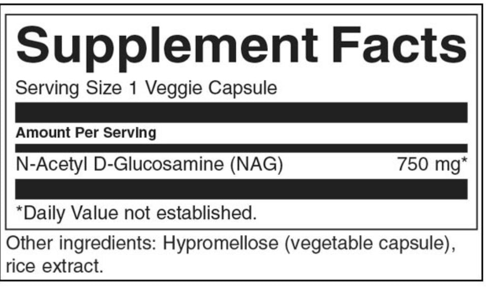 N-acétyl D-glucosamine (NAG) 750 mg - 60 capsules