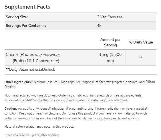 Concentré de cerise 750 mg - 90 capsules
