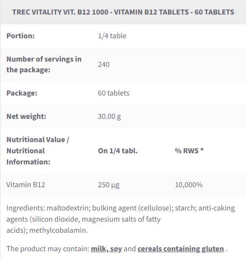 Vit. B12 1000 | Vitamine B12 méthylcobalamine - 60 comprimés