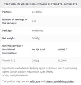 Vit. B12 1000 | Vitamine B12 méthylcobalamine - 60 comprimés