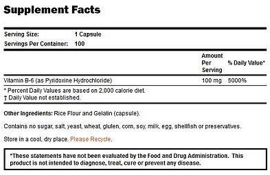 Vitamine B-6 100 mg - 100 capsules