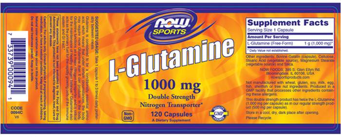 L-glutamine 1000 mg - 120 capsules