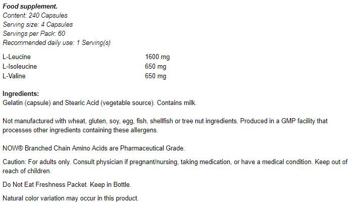 Acides aminés à chaîne ramifiée/BCAA - 240 capsules