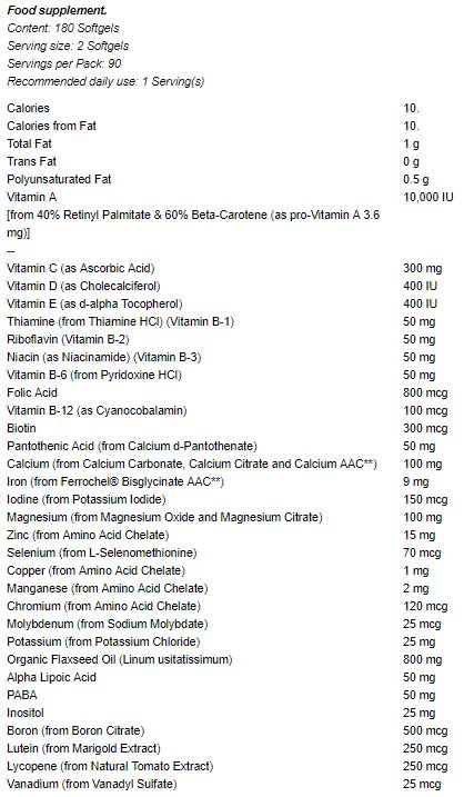 Multi gels liquide - 180 capsules de gel