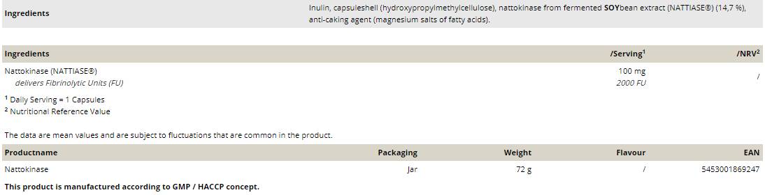 Nattokinase 100 mg/2000 FU - 90 capsules