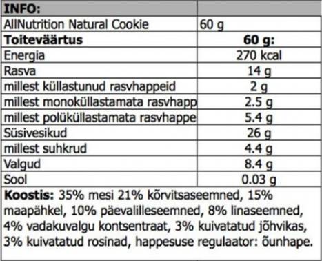 Cookie naturel - 60 grammes