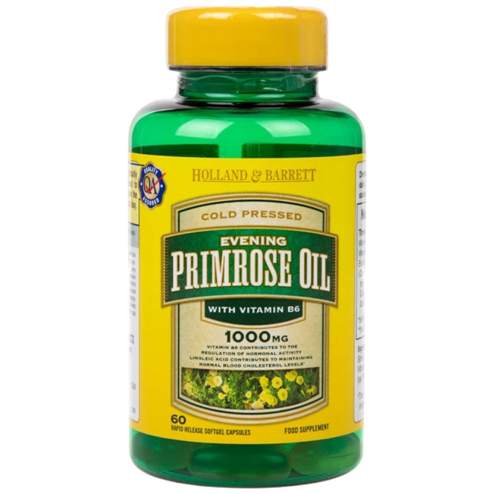 Huile de primrose du soir naturel 1000 mg | Plus vitamine B6 - 60 capsules