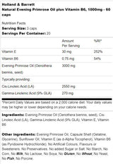 Huile de primrose du soir naturel 1000 mg | Plus vitamine B6 - 60 capsules