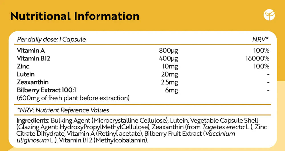 Vitamines oculaires/Natural/- Natural Eye Complex 90 Capsules végétaliennes