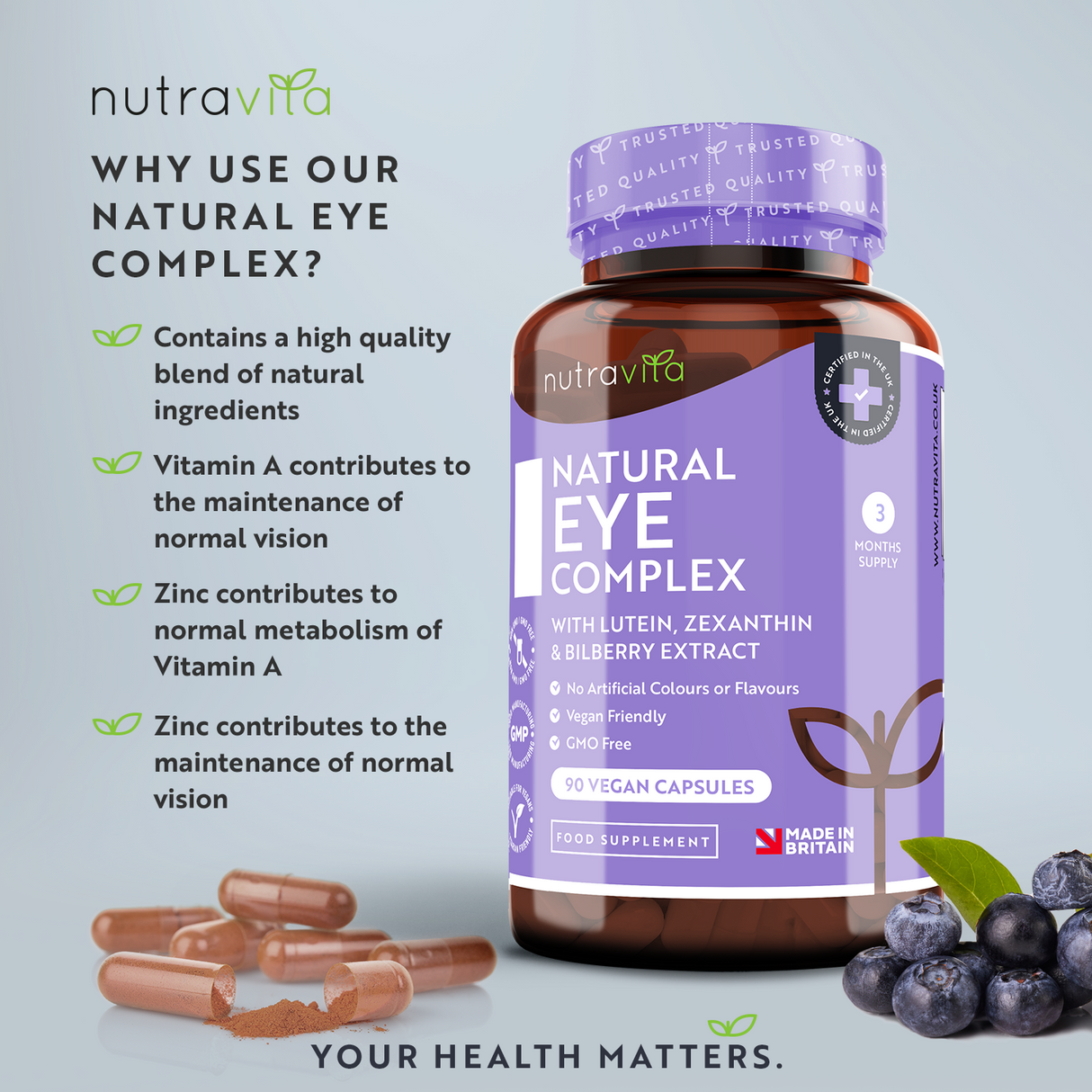 Vitamines oculaires/Natural/- Natural Eye Complex 90 Capsules végétaliennes