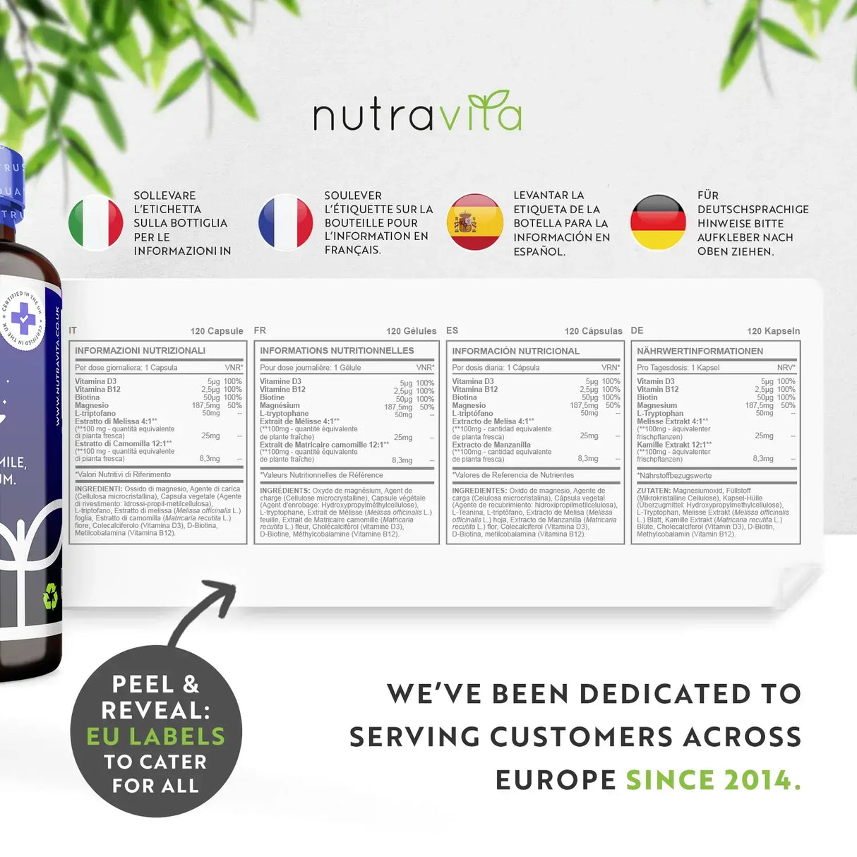 Complexe naturel pour le sommeil nocturne 120 capsules végétales. <tc>Nutravita</tc>