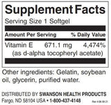 Vitamine naturelle E 1000 UI - 250 capsules de gel
