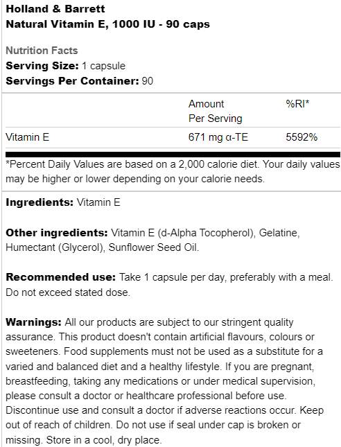 Vitamine naturelle E 1000 UI - 90 capsules