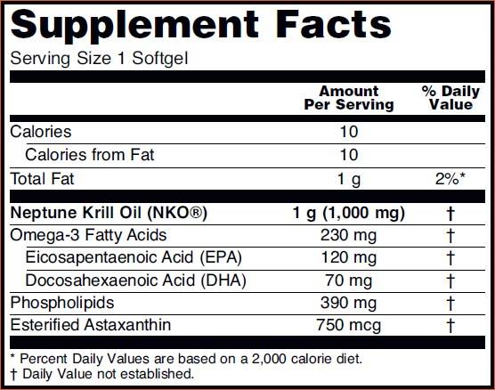 Huile de krill Neptune 1000 mg - 60 capsules de gel