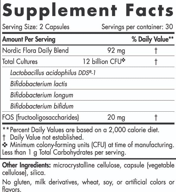 Nordic Flora Probiotic Daily | 12 milliards de cellules actives - 60 capsules
