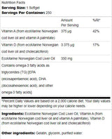 Huile de foie de morue norvégienne 350 mg 250 capsules de gel
