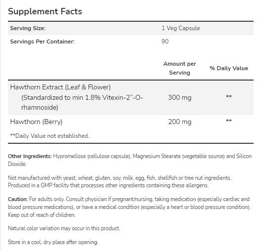 Extrait de l'aubépine 300 mg - 90 capsules
