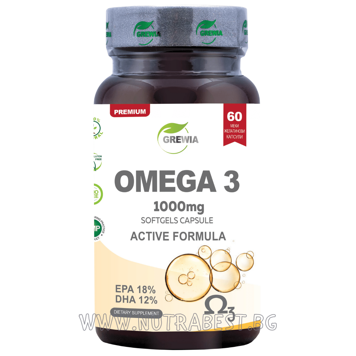 Omega 3 1000mg - Formule active/60 capsules, 30 doses/grwia