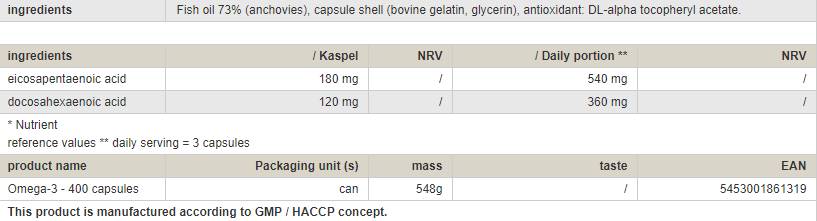 Capsules de gel Omega 3 - 400