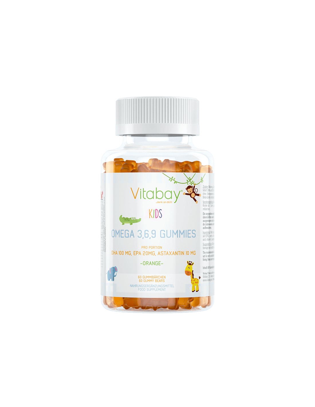 Omega 3-6-9 Gummies Kids/Omega 3-6-9 pour les enfants, 60 comprimés de gelée avec saveur d'orange