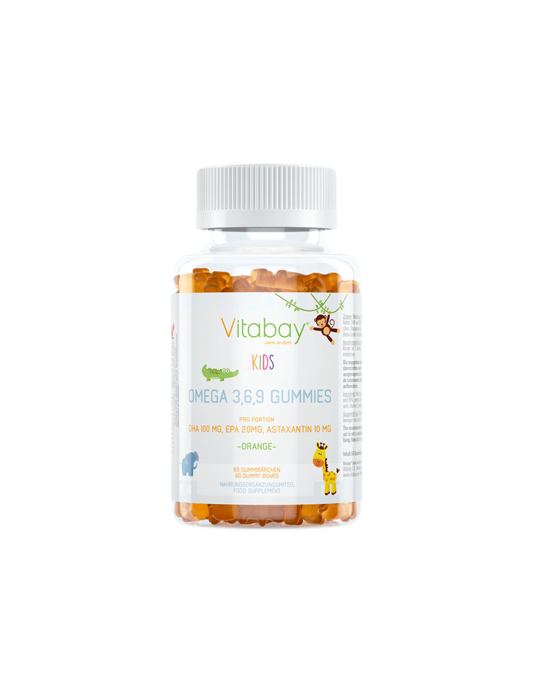 Omega 3-6-9 Gummies Kids/Omega 3-6-9 pour les enfants, 60 comprimés de gelée avec saveur d'orange
