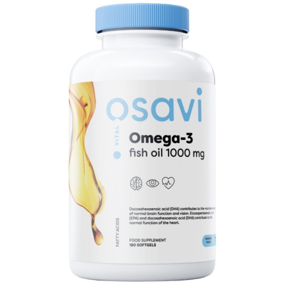 Omega 3 huile de poisson 1000 mg/saveur de citron - 180 capsules de gel