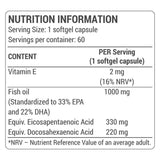 Huile de poisson oméga-3/Hautement concentré - 60 capsules de gel