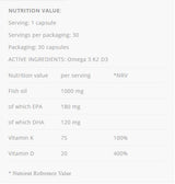 Omega 3 + K2 D3 - 30 capsules de gel