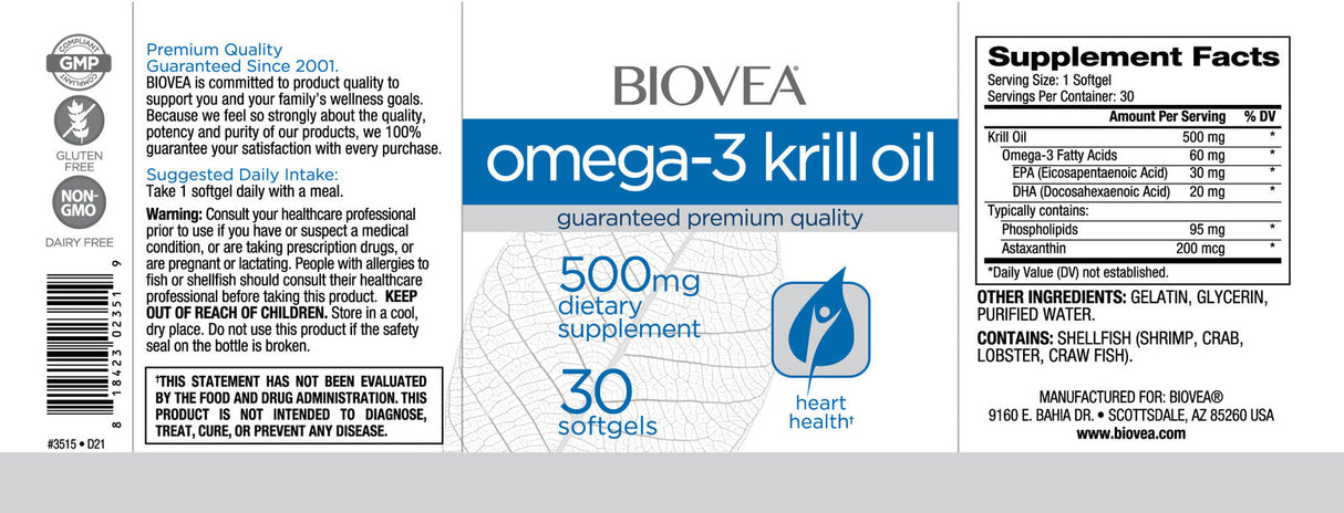 Huile de krill oméga-3 500 mg/30 softgels